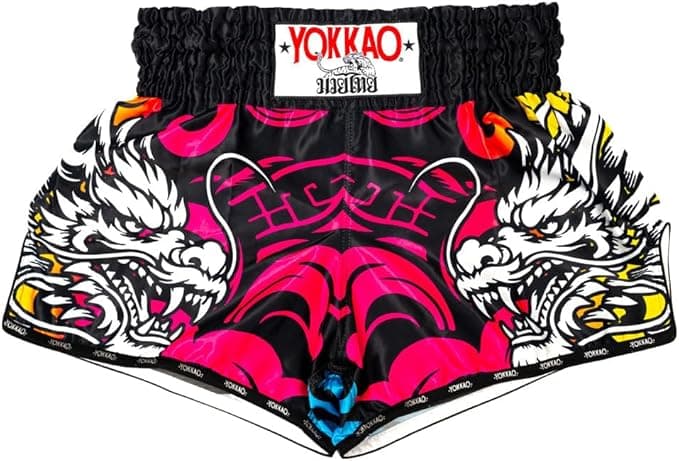 YOKKAO Muay Thai Boxing Shorts for Men & Women Dragon Pink/Blue