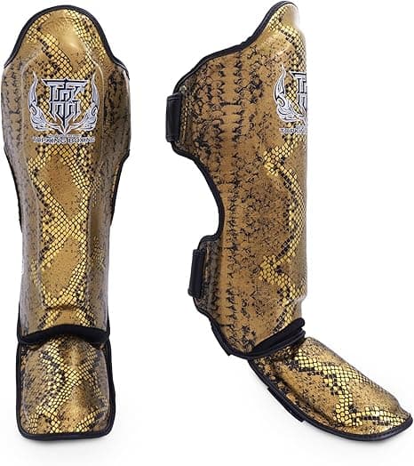 Top King New Pro Leather Shin Guards Black/Gold